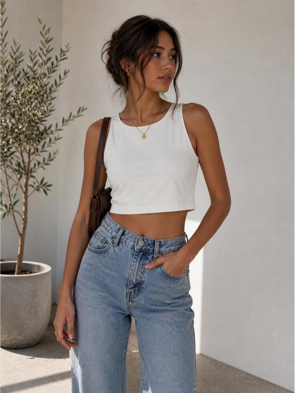Offline by Aerie White Sleeveless Crop Top M